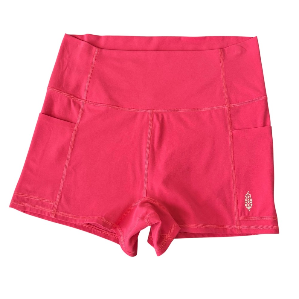 Free People Movement Women Pink High Waisted Athletic Biker Shorts Sz L Gorpcore
